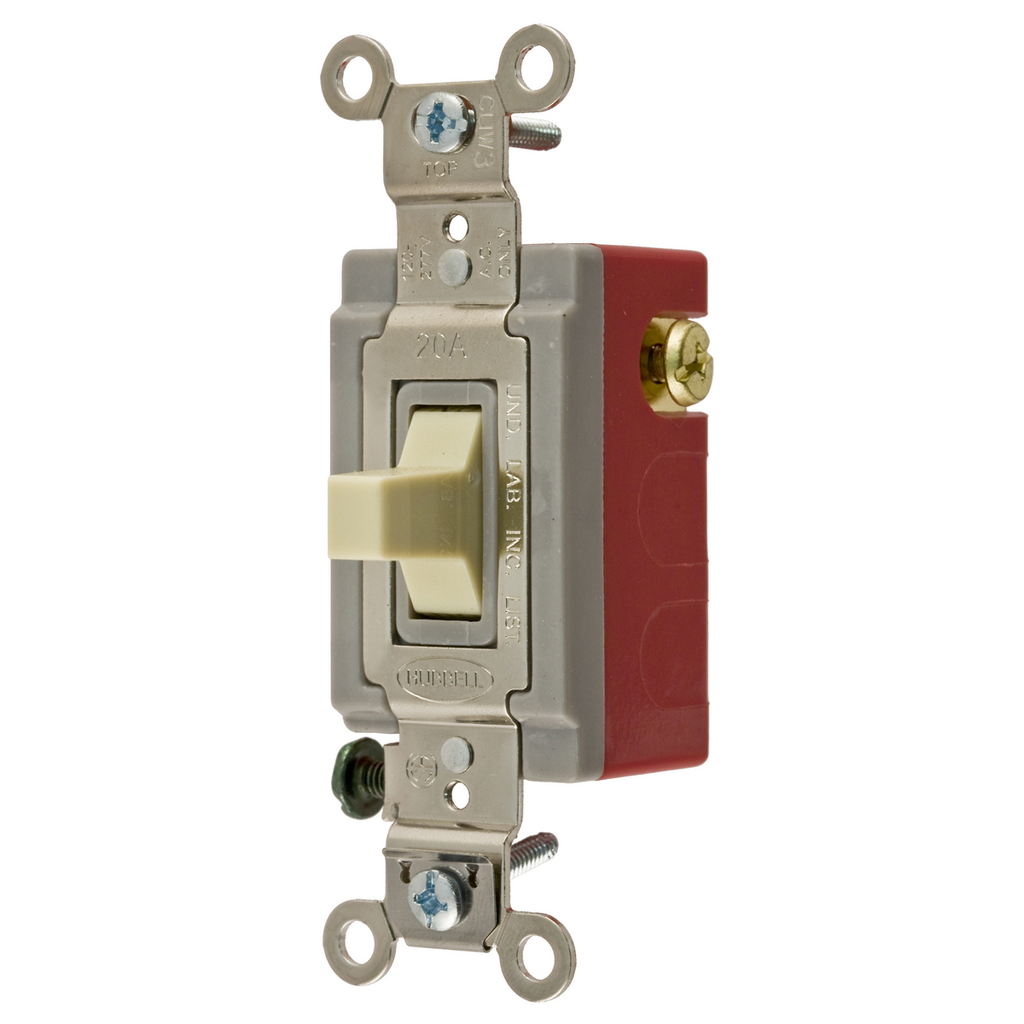 Hubbell Wiring Device-Kellems HBL1557I 20A 120/277V 2Cir Ivory Toggle Switch - Momentary Contact