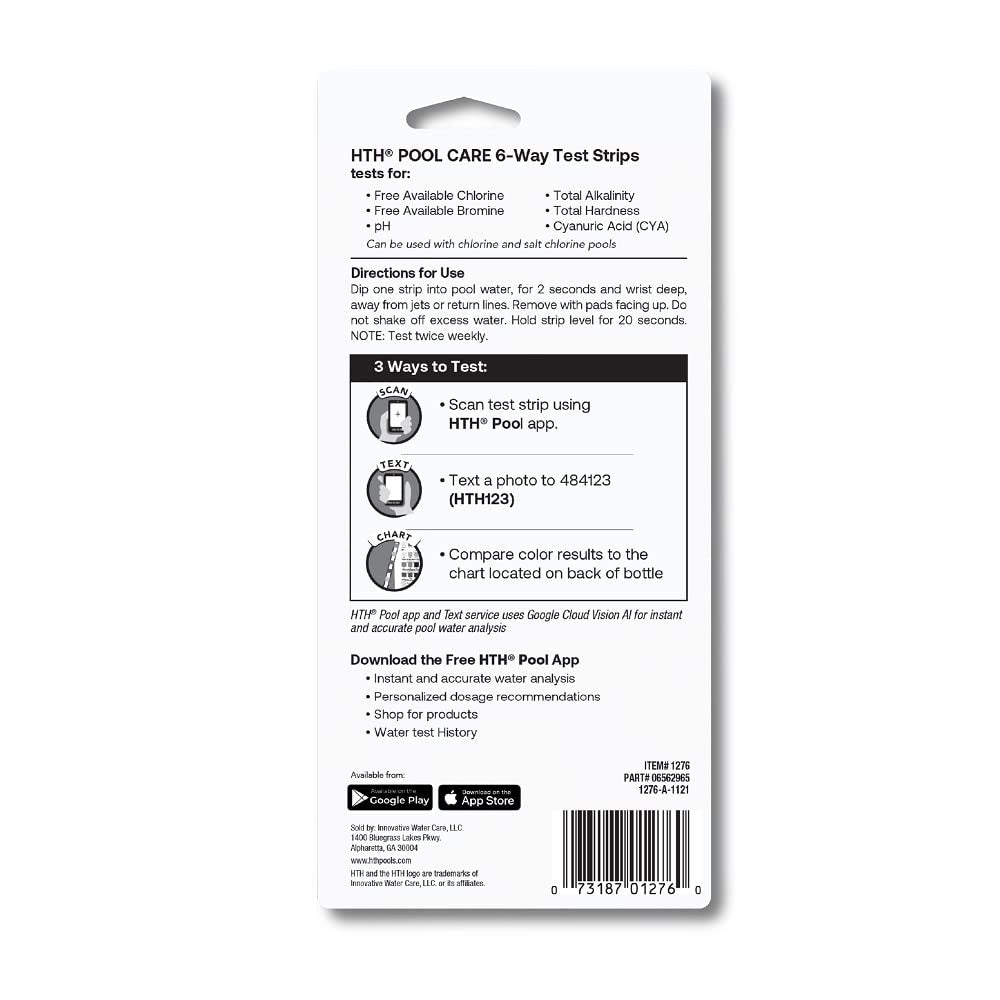 HTH Hth 1276 6-Way Swimming Pool Test Strips (30 Pack)