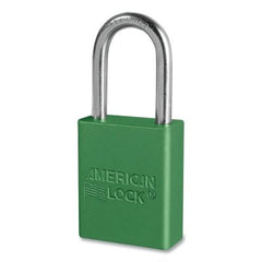 American Lock A1106KAGRN-24237 Anodized Aluminum Safety Padlock 1/4 in dia 1-1/2 in L 25/32 in W Green Keyed Alike