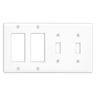 Leviton P2262-W 8.19 x 0.22 x 4.5 Inch 4-Gang Painted White Metal Device Mount Standard Combination Wallplate