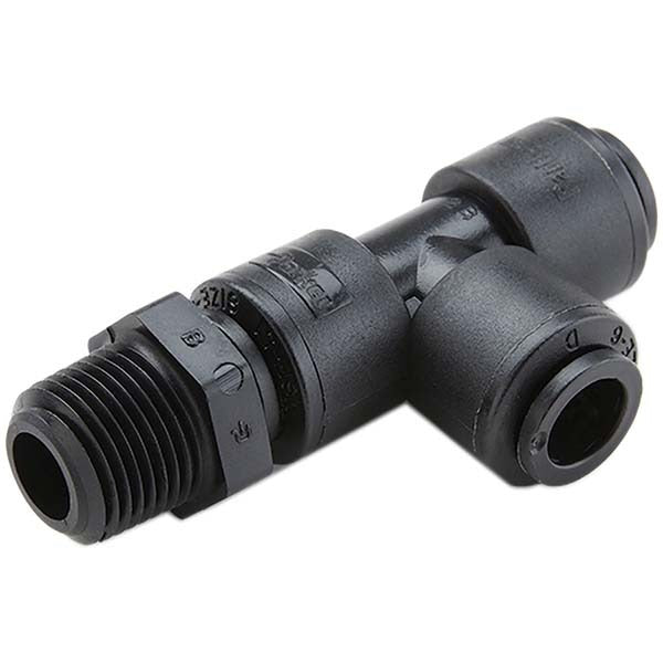 PARKER Parker FB4MRS4-HBLK Male Swivel Run Tee 1/4 in Od Kynar