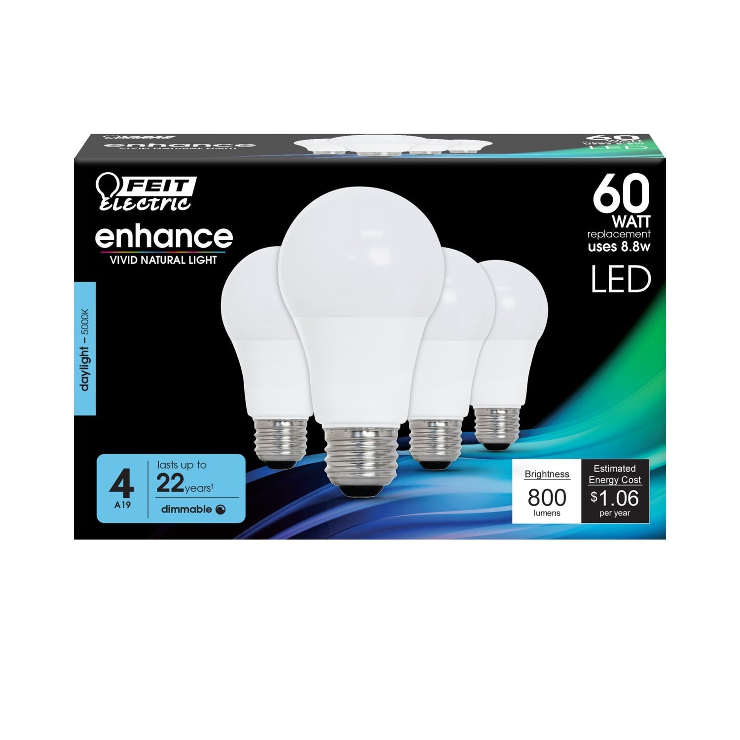 FEIT ELECTRIC Feit Electric OM60DM/950CA/4 A19 LED Light Bulb 8.8W (4 Pack)