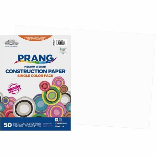 PACON Pacon PAC8707 Construction Paper 12x18 in Bright White 50pk