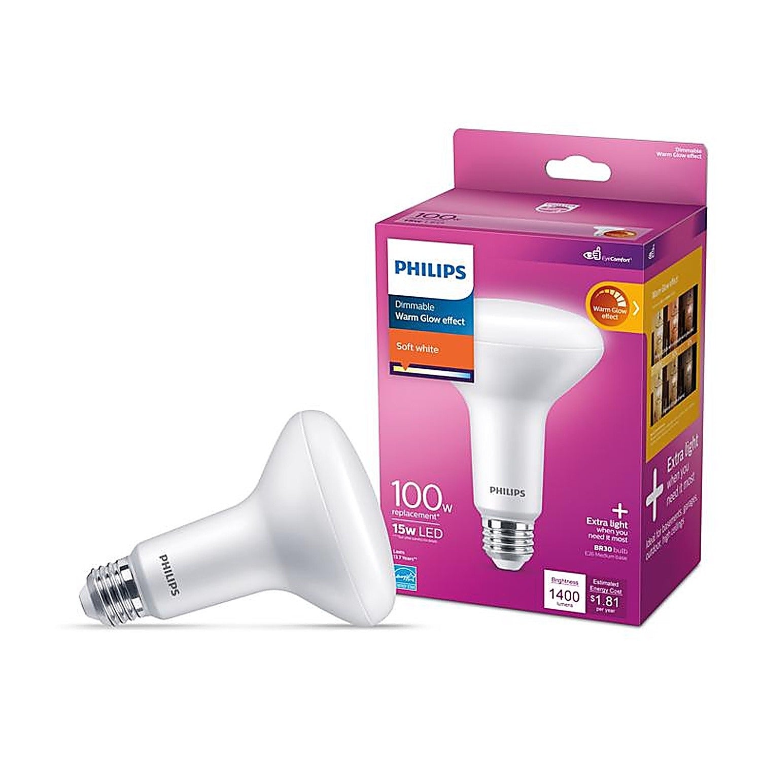 PHILIPS Philips 571471 BR30 LED Flood Light Bulb 15W (110Â° Beam) Replaces 100W