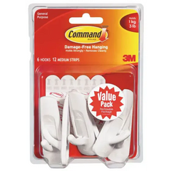 True Value 17001-VP-6PK Command 6-Pk. Medium Hook