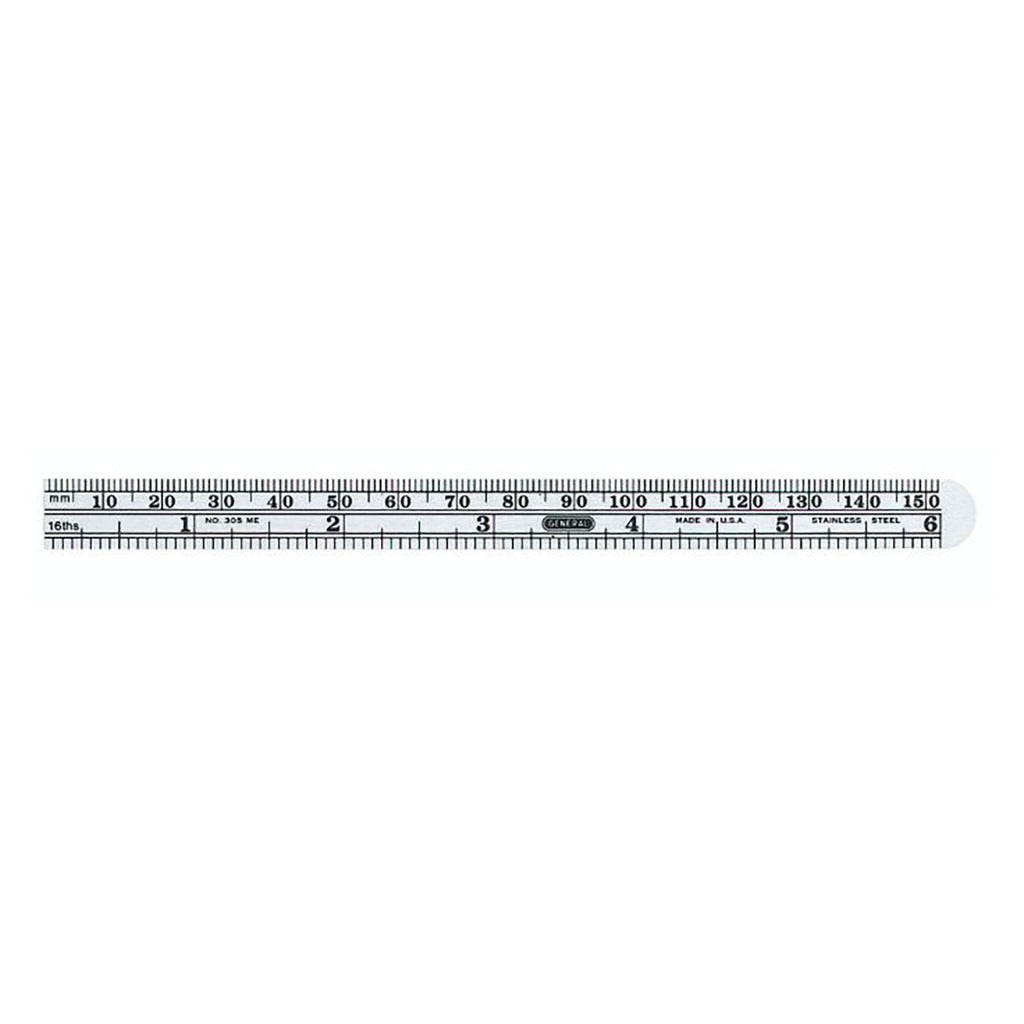GENERAL FILTERS General 305ME Flexible Steel Ruler 6 in 16th Graduations