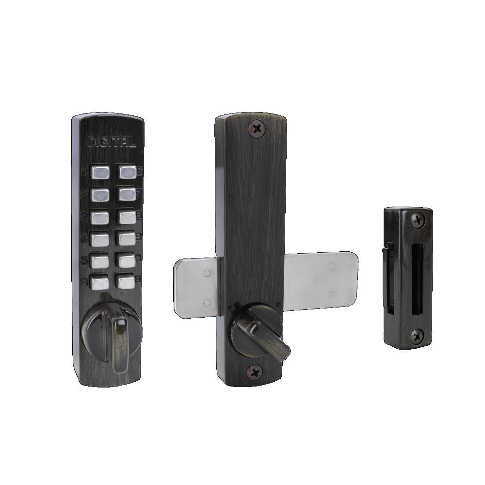 LOCKEY Lockey C120AB Keyless Surface Mount Lock Antique Brass