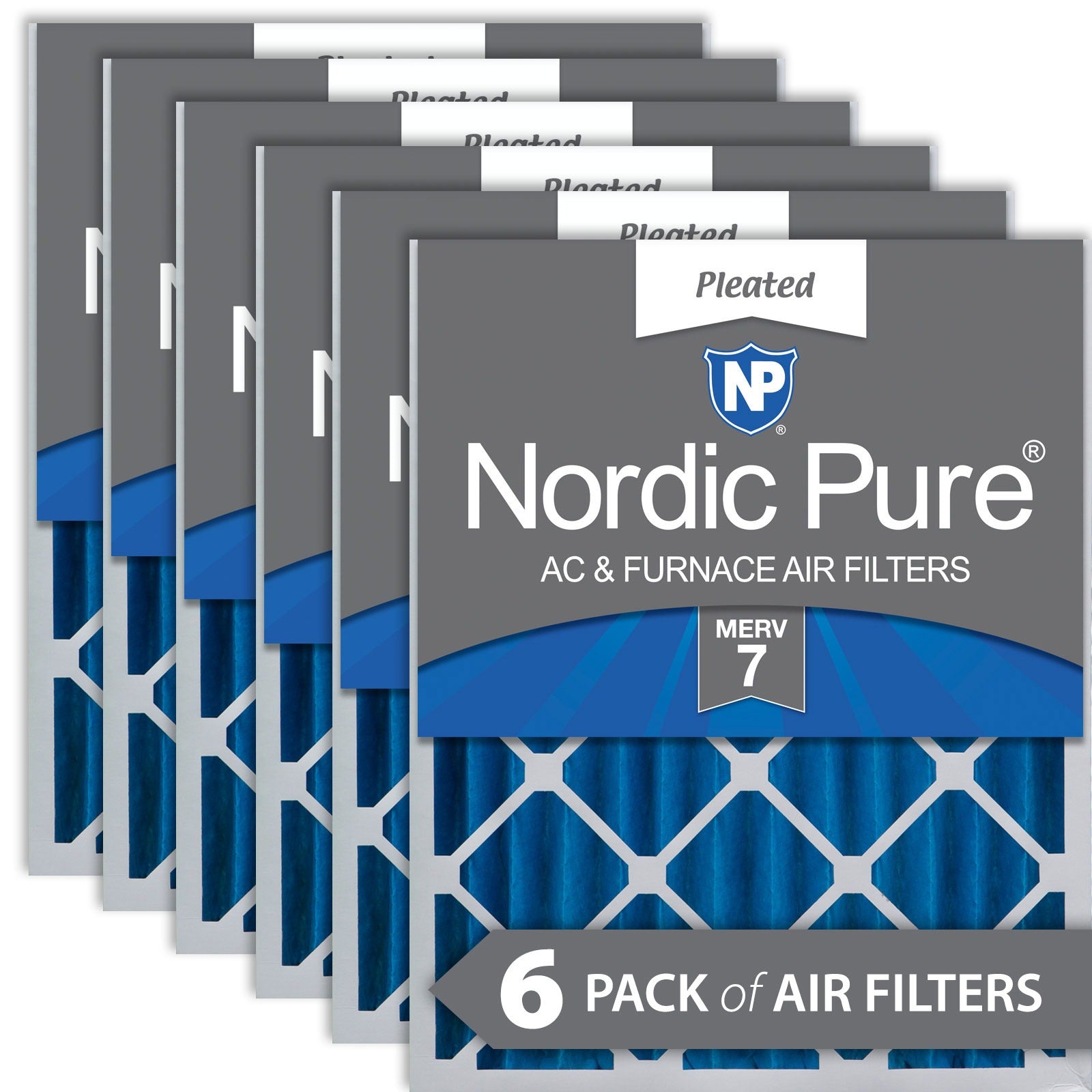 NORDIC PURE Nordic Pure 20x25x4M7-6 Pleated Merv 7 Air Filter 6 Pack