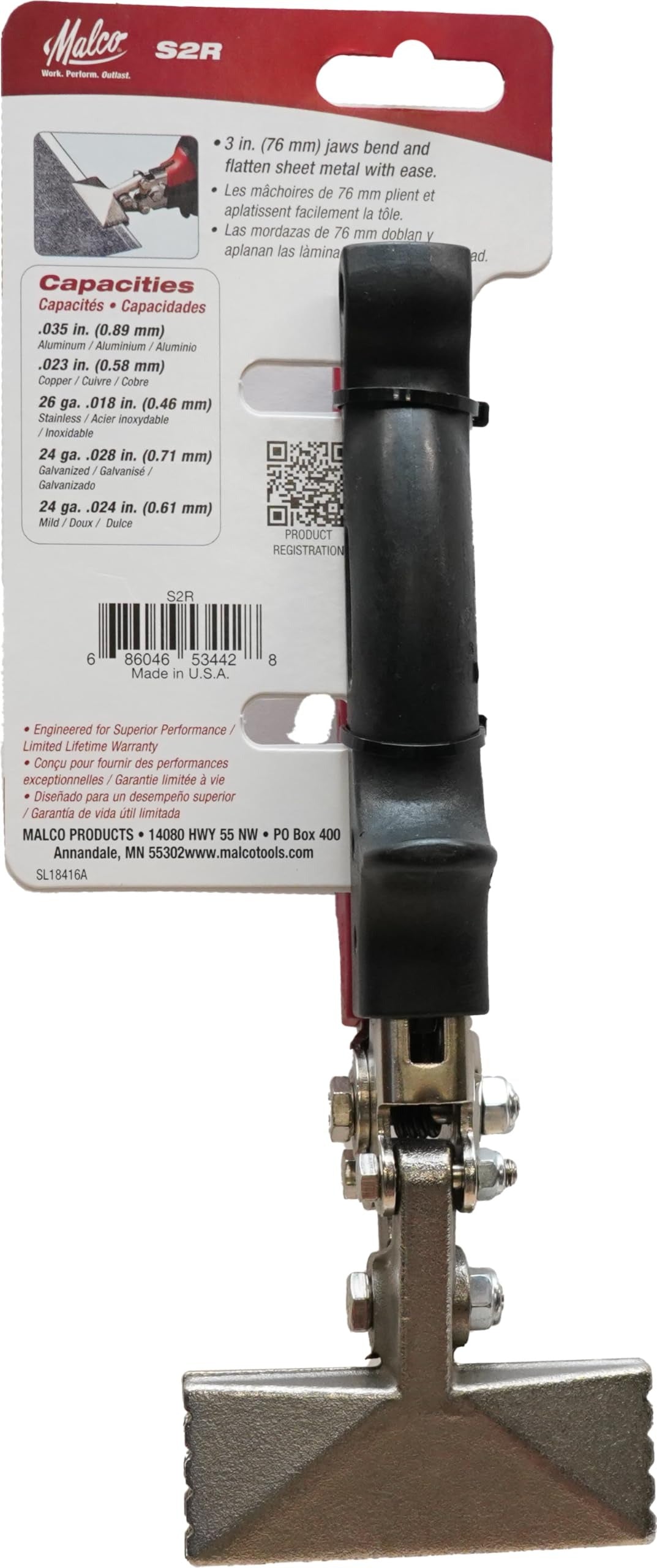 MALCO Malco S2R Hand Seamer 3 Inch Sheet Metal Tool