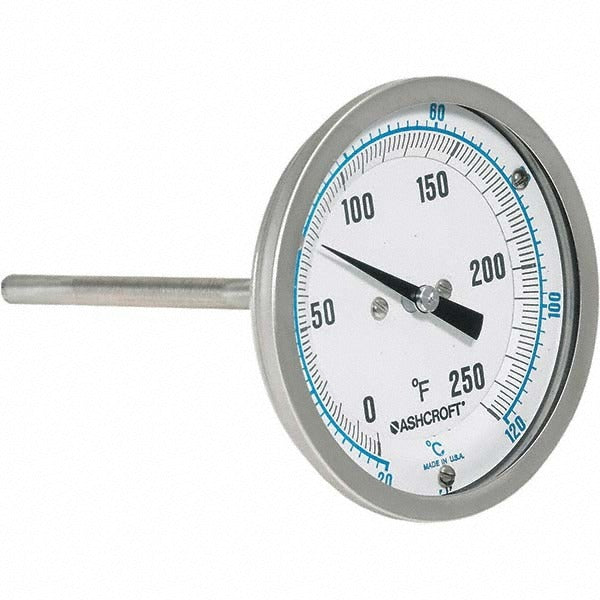 ASHCROFT Ashcroft 30EI60R060 Bimetal Dial Thermometer 3in Dial 6in Stem