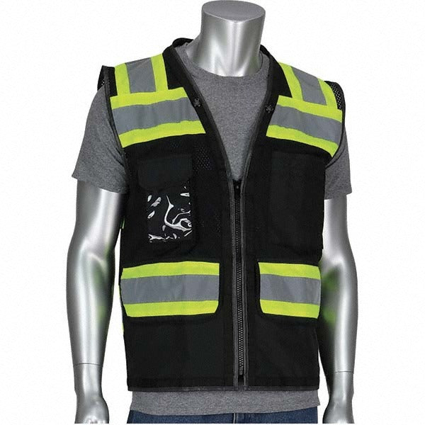 PIP Pip 302-0800D-BK/4X Hi-vis Surveyor Vest Ansi Class 1 4XL