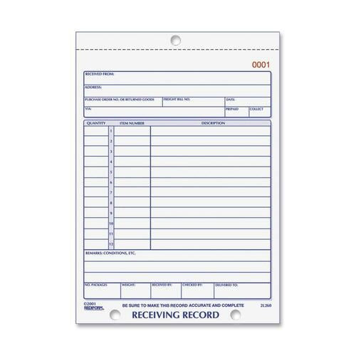 REDIFORM Rediform RED2L260 Receiving Record Book 3-part Carbonless