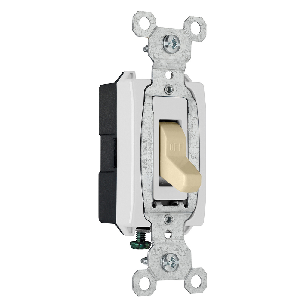 Pass & Seymour CS15AC1I 15 Amp 120/277 VAC 1-Pole Ivory Glass Reinforced Nylon Screw Mounting Toggle Switch