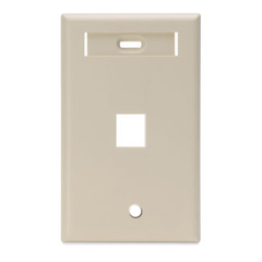 Leviton 42080-1IS Single-Gang QuickPort Wall Plate with ID Window, 1-Port, Ivory