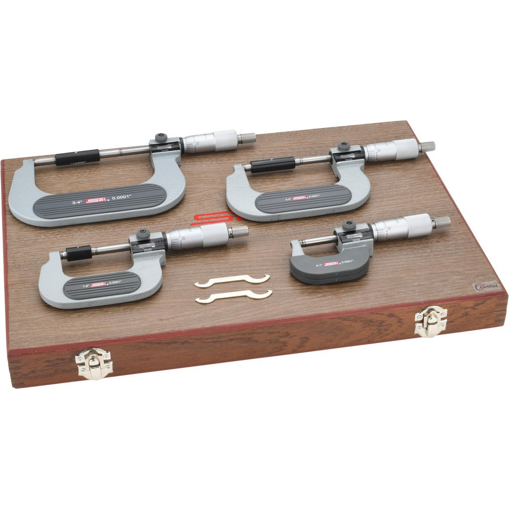 SPIROTHERM Spi CMS160714050 Outside Micrometer Set 0-4 in 4 Pc