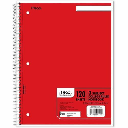 MEAD Bsc Preferred MEA06710 3 Subject Notebook 120 Sheets