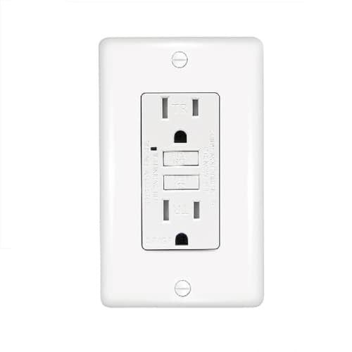 CYBER TECH LIGHTING Cyber Tech Lighting GLS20ATRWR-WH Weather Resistant Tamper Resistant Self-Testing GFCI 20A (Two Outlets, With Wall Cover)