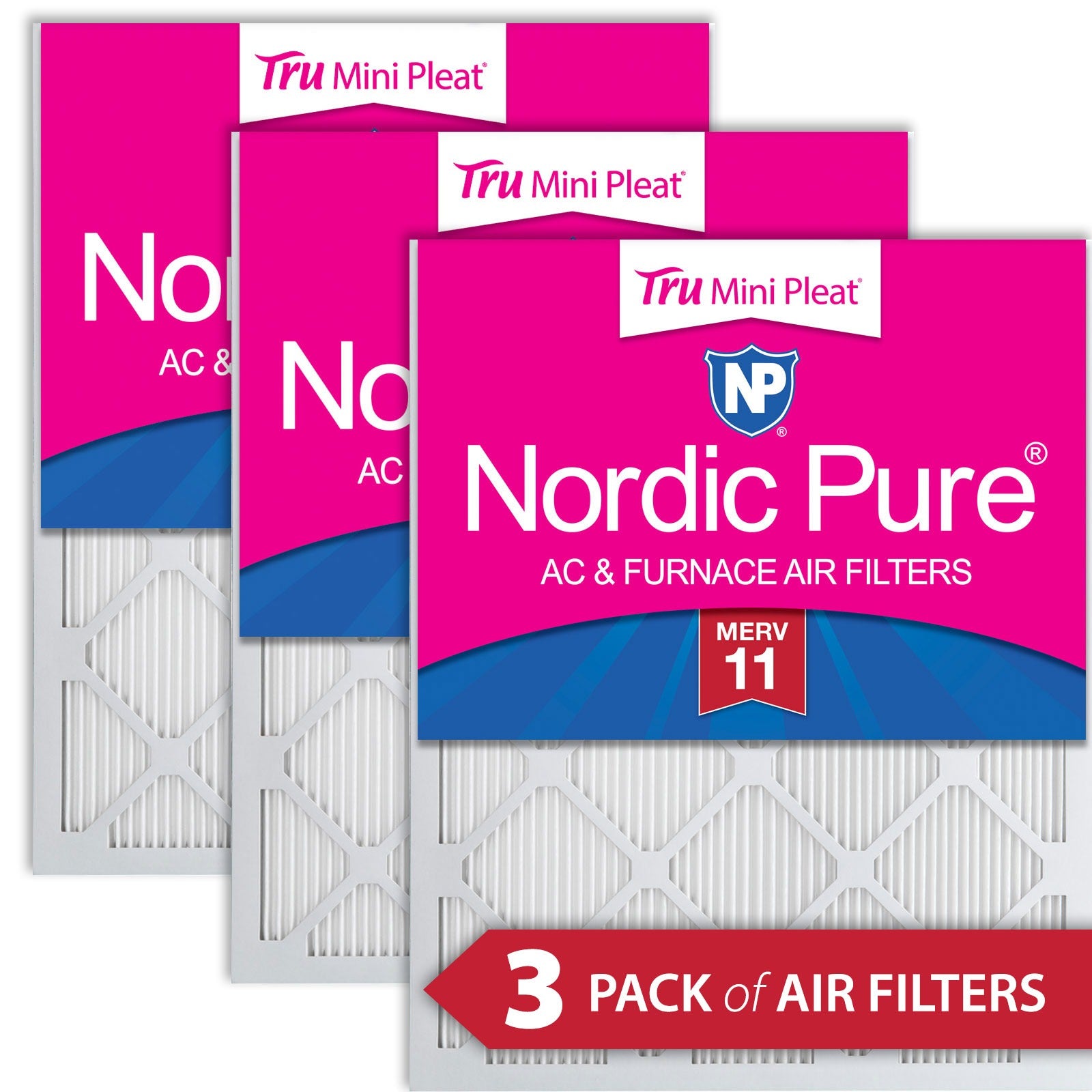 NORDIC PURE Nordic Pure 18x30x1M11MiniPleat-3 Merv 11 Mini Pleat Filter