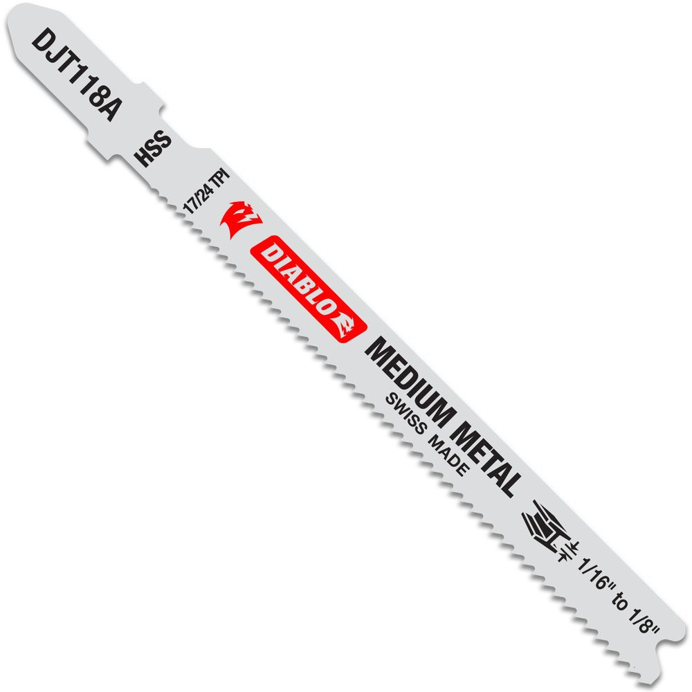 DIABLO Diablo DJT118A5 Jigsaw Blade 17-24 Tpi T-shank Metal 5 Pack