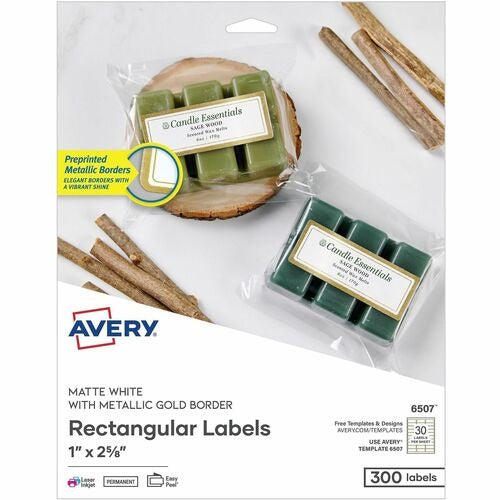 AVERY Avery AVE06507 Address Labels Gold Foil Border 300 Pack