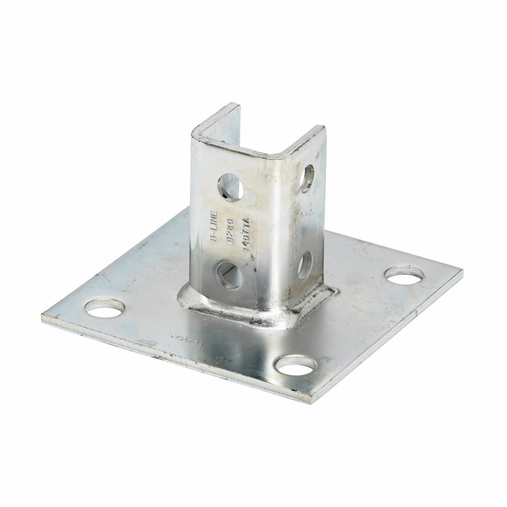 B-Line B280SQZN Type U Square Post Base, 1 Channel, Centered Channel Position, 3-1/2 in H Base, For Use With 1-5/8 x 1-5/8 in B22 Series Channel