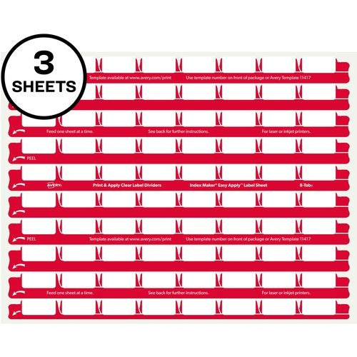 AVERY Avery AVE11226 Clear Label Strips 8-tab Dividers 30pk