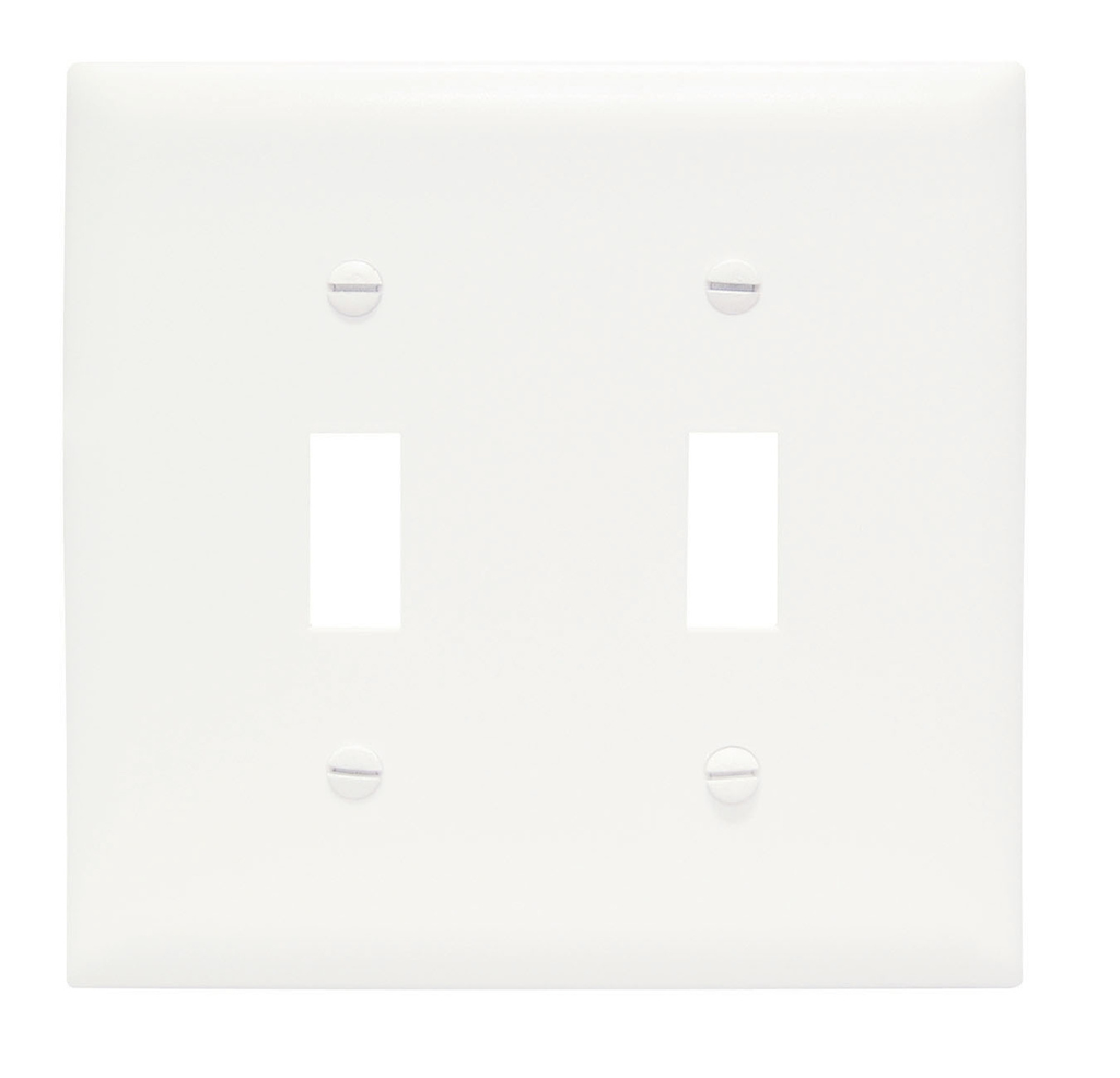 Pass & Seymour TPJ2W 2Gang Wall Plate Toggle Switch Nylon Jumbo White