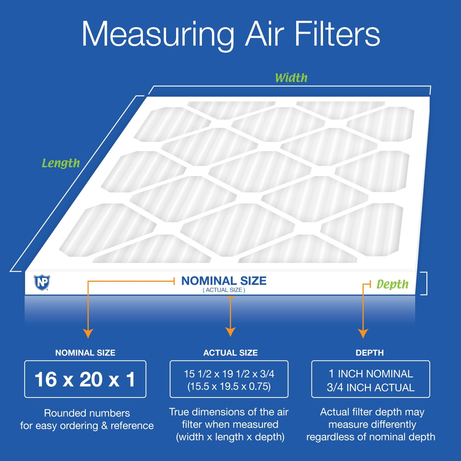 NORDIC PURE Nordic Pure 16x20x1M8-24 Pleated Merv 8 Air Filter 24 Pack