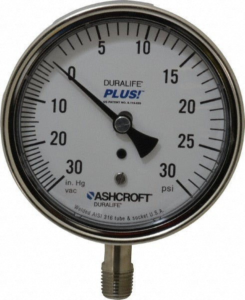 ASHCROFT Ashcroft 95483XLL Pressure Gauge 0-30 Psi 3.5in Mnpt