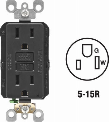 LEVITON Leviton R14-GFNT1-0KE 15A Black Slim Gfci Outlet 6-pack