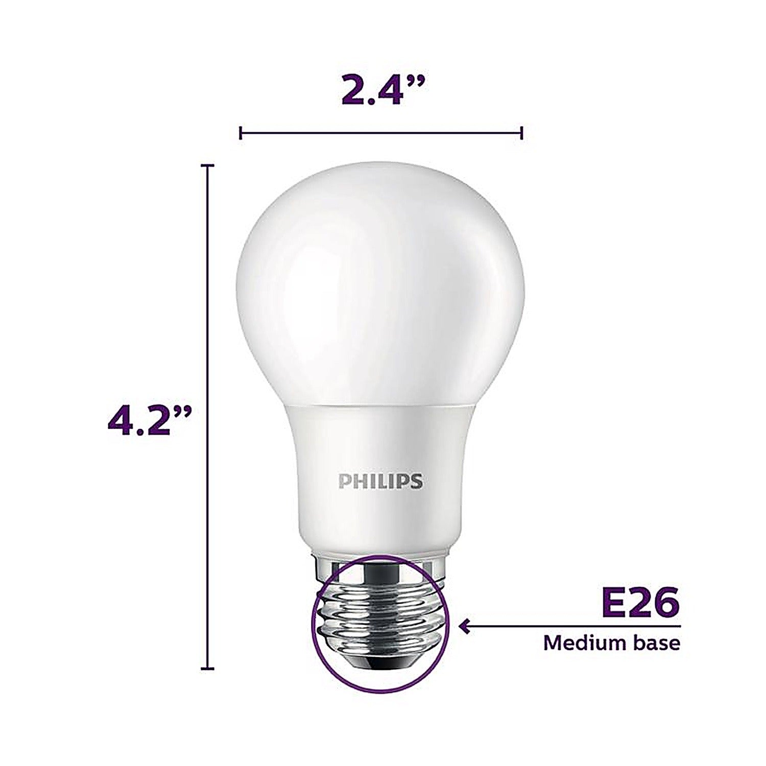 PHILIPS Philips 565390 LED Bulb A19 E26 75 Watt Equivalence (4 Pack)