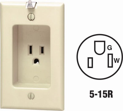 LEVITON Leviton Mfg Co 101-00688-00I Clock Outlet 15A 125V Ivory