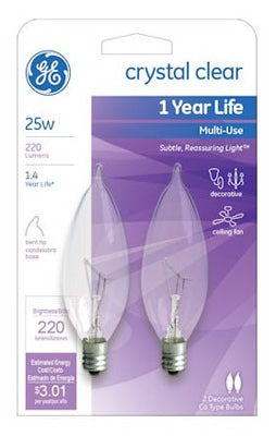 GE G E Lighting 66104 25W Clear Candelabra Bulb 4-pack