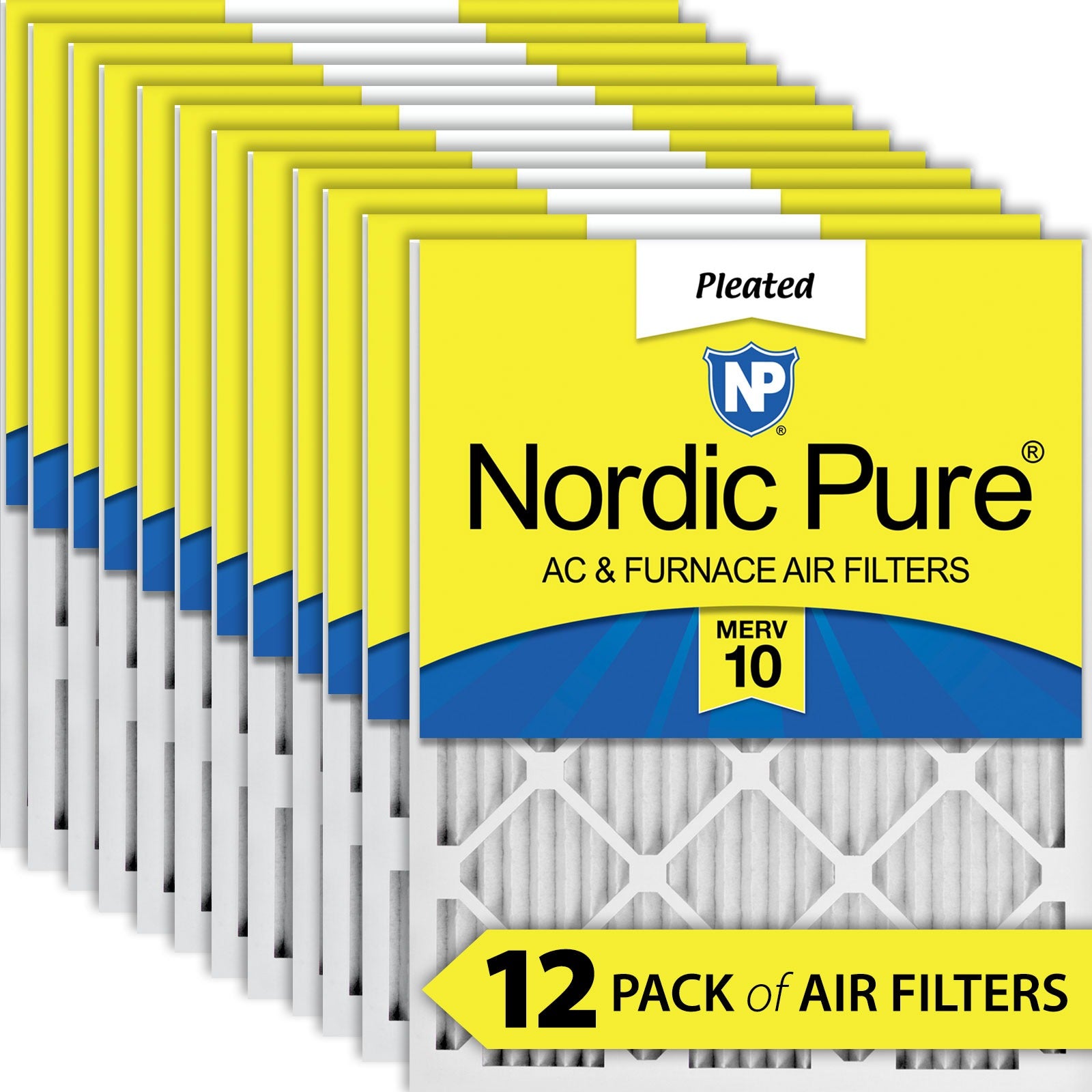 NORDIC PURE Nordic Pure 16x20x1M10-12 Merv 10 Air Filter 12 Pack