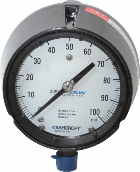 ASHCROFT Ashcroft 96225 Pressure Gauge 4.5 in Dial 0-100 Psi Rear Flange
