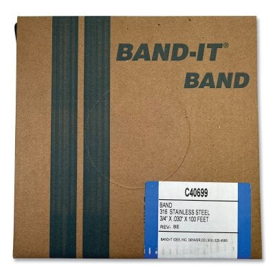 Band-It C40699 316 Stainless Steel Band 3/4 in Width 100 ft Length 0.03 in Thickness