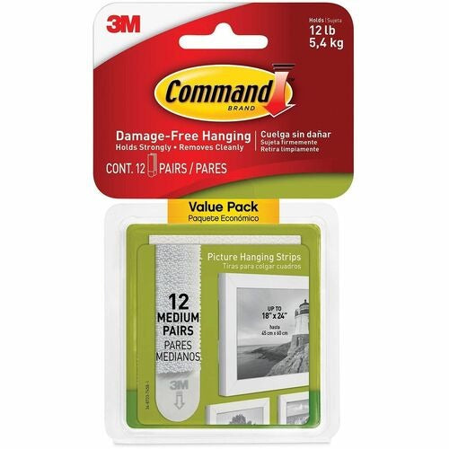 3M 3M MMM1720412ES Picture Hanging Strips 3lb Pack of 12