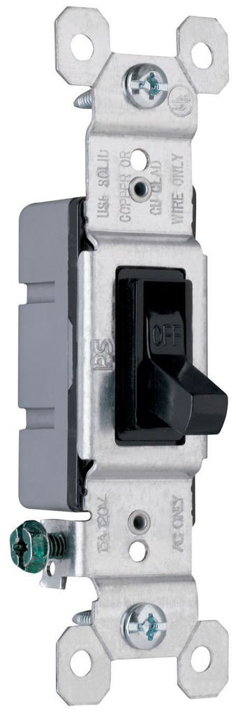 Pass & Seymour 660BKG Toggle Switch 15 Amp 120 VAC Black