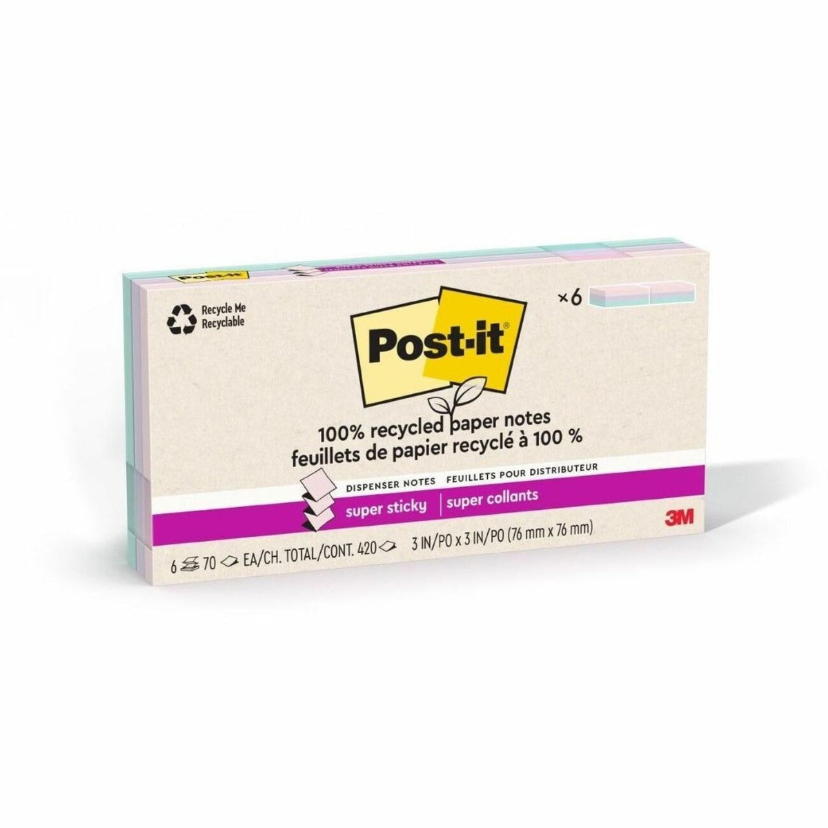 3M 3M MMMR330R6SSNRP Post-it Super Sticky Adhesive Note 3 x 3 (12 Pack) R330R-6SSNRP