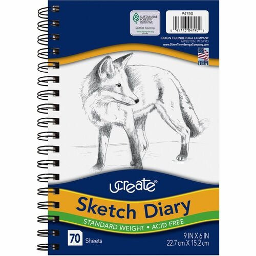 PACON Pacon PAC4790 Sketch Diary 9x6 in 70 Sheets Spiral Bound