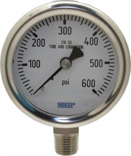 WIKA Wika 9768653 Pressure Gauge 0-600 Psi 2-1/2 in Dial Npt