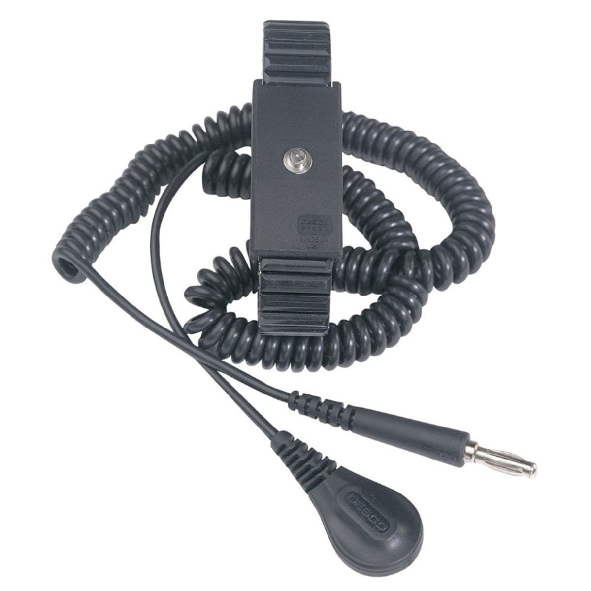 Desco 09085 Adjustable Premium Wrist Strap with Cord Universal 6 ft Coiled Cord