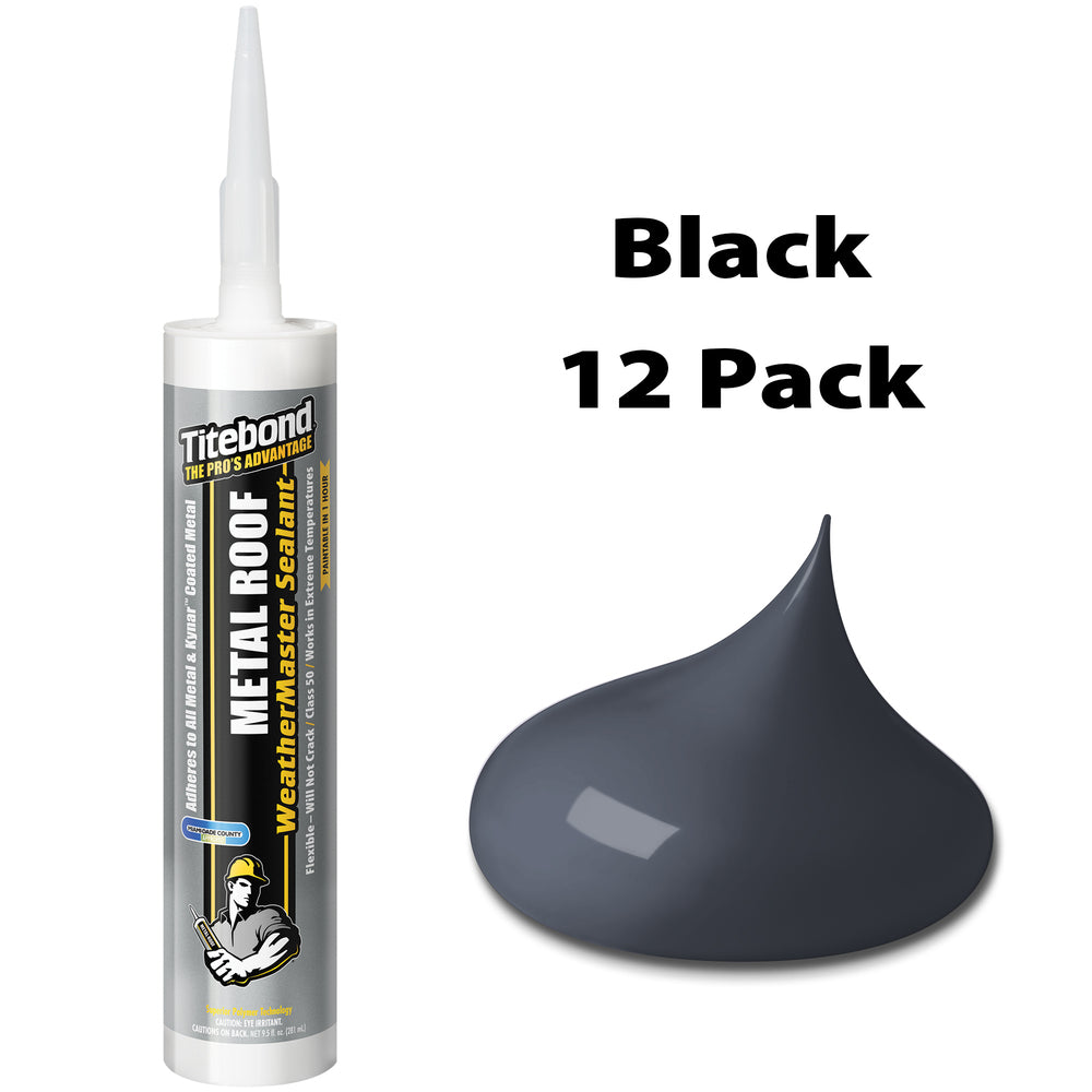 Titebond 61121 WeatherMaster 10.1 oz Exterior Black Metal Roof Sealant (12-Pack)