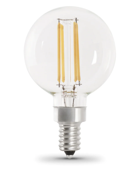 FEIT ELECTRIC Feit Electric BPG1640927CAFIL/2/RP Enhance Glass Filament Globe LED Bulb 40W Replacement (G16.5, 2-Pack) BPG1640927CAFIL/2/RP