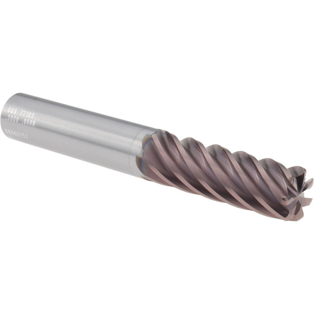 KYOCERA SGS PRECISION TOOLS Sgs 77193 Corner Radius End Mill 1/2 in 7 Flute Carbide
