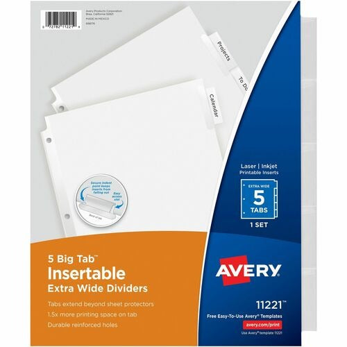 AVERY Avery AVE11221 Insertable Dividers Big Tabs 5 Tab Set