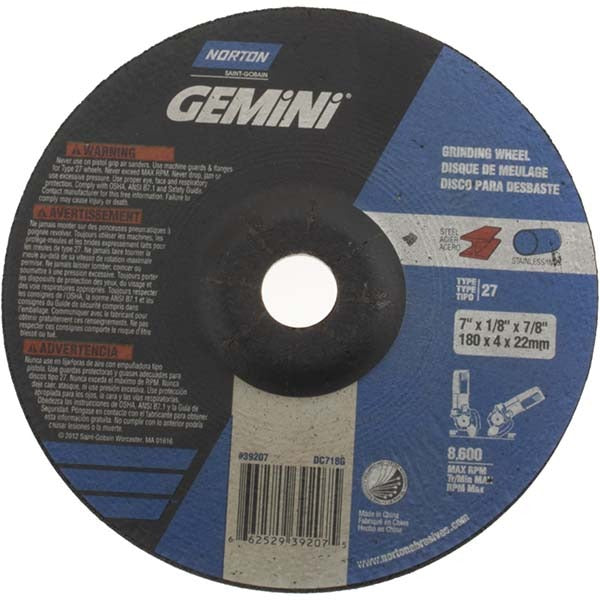 NORTON Norton 66252939207 Type 27 Depressed Center Wheel 7 in