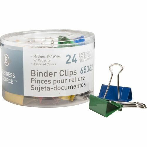 BUSINESS SOURCE Business Source BSN65362 Binder Clips Assorted Colors 24 Pack