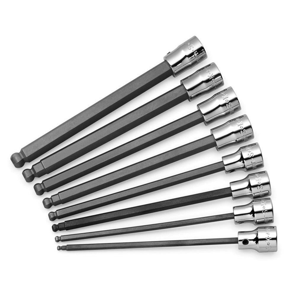 PARKER Sk 19748 Ball Hex Bit Socket Set 3/8 Drive 8 Pc Metric