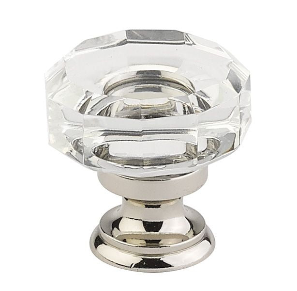 EMTEK Emtek 86571US14 Lowell Glass Cabinet Knob Polished Nickel